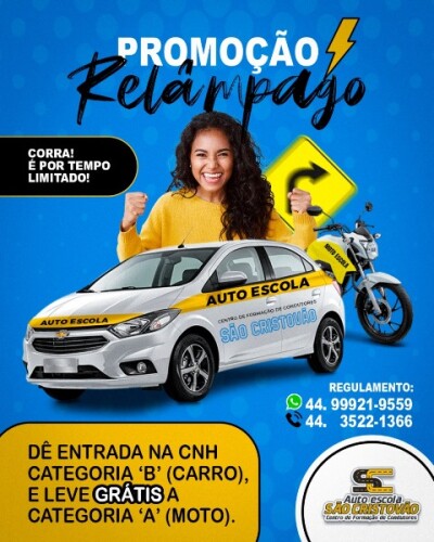 Goionews - Auto Escola São Cristóvão: Faça sua CNH para carro e ganhe a